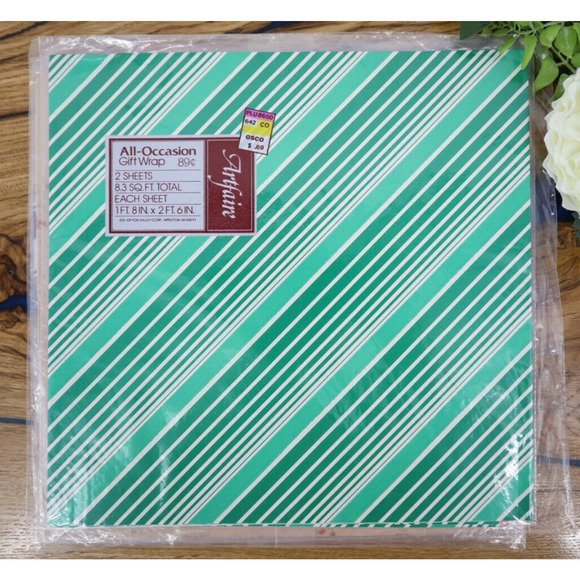 Vintg 1970s 80s 90s Wrapping Paper Gift Wrap Lot 10 Geometric Floral shells NOS - Picture 7 of 11